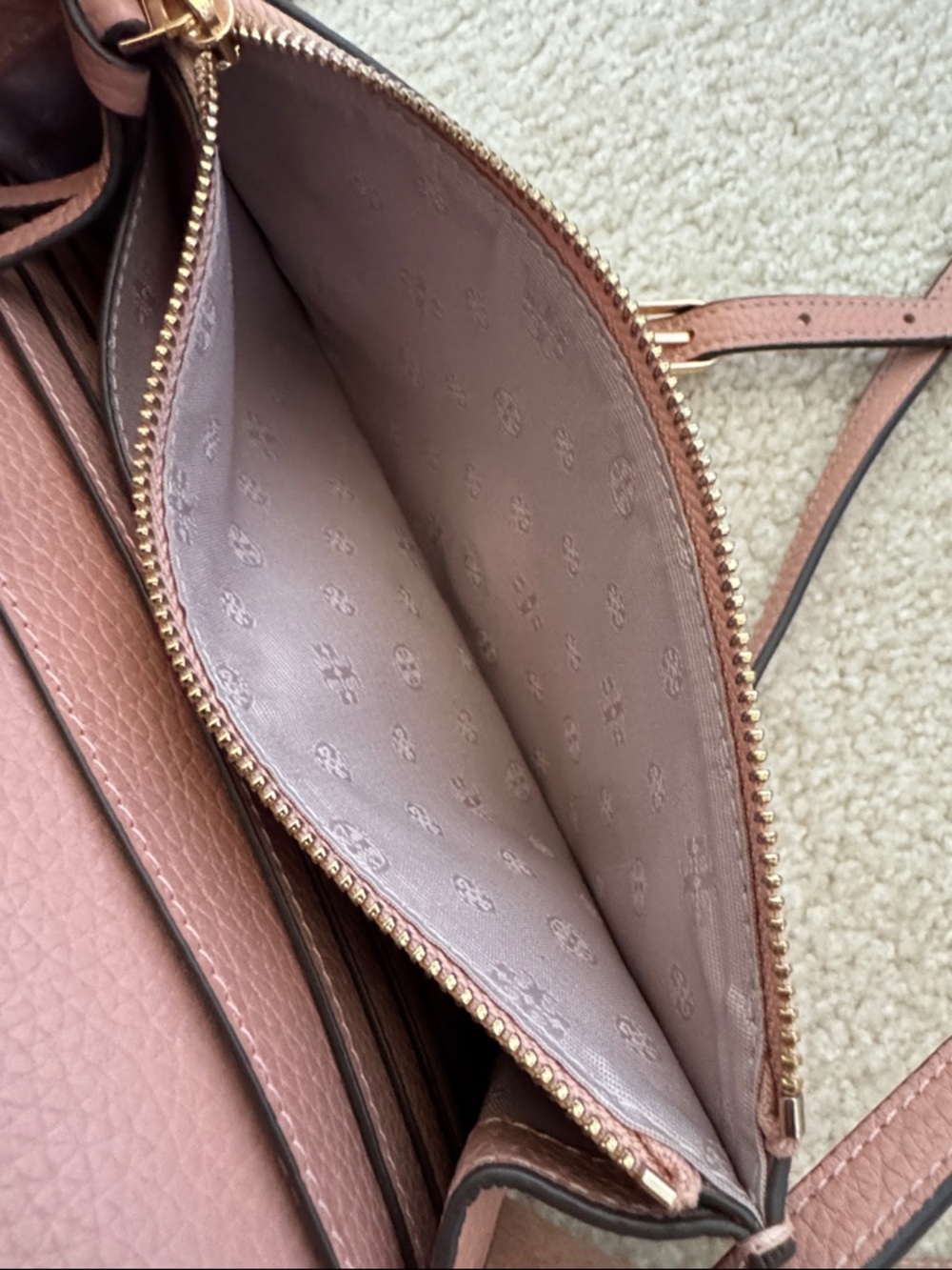 Tory Burch Pebbled Leather Crossbody in Dusty Rose - Picture 9 of 9